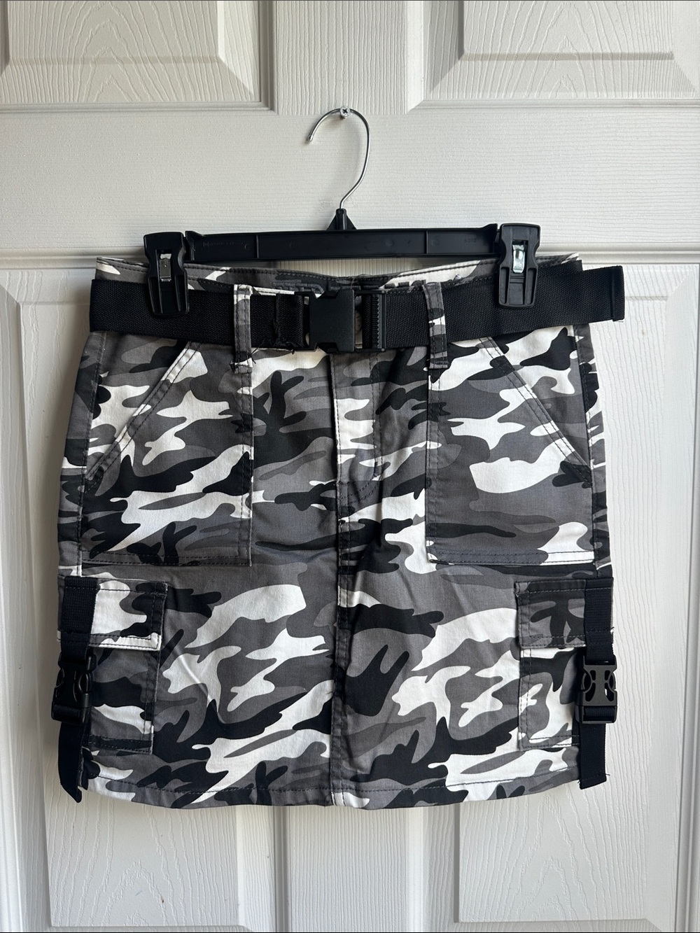 Camo Utility Mini Skirt in Black & Gray